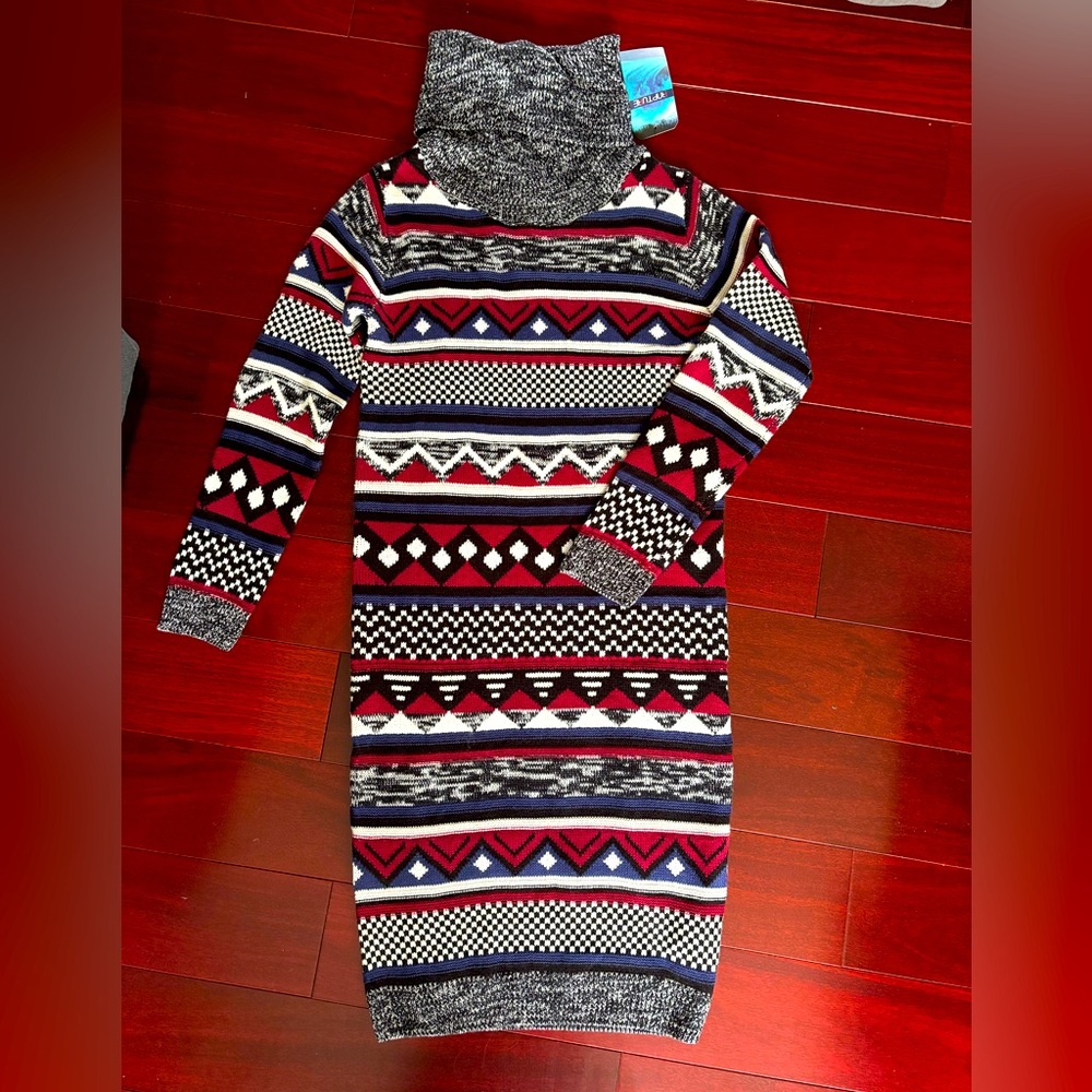 NWT Rapture Multicolor Patterned Turtleneck Dress